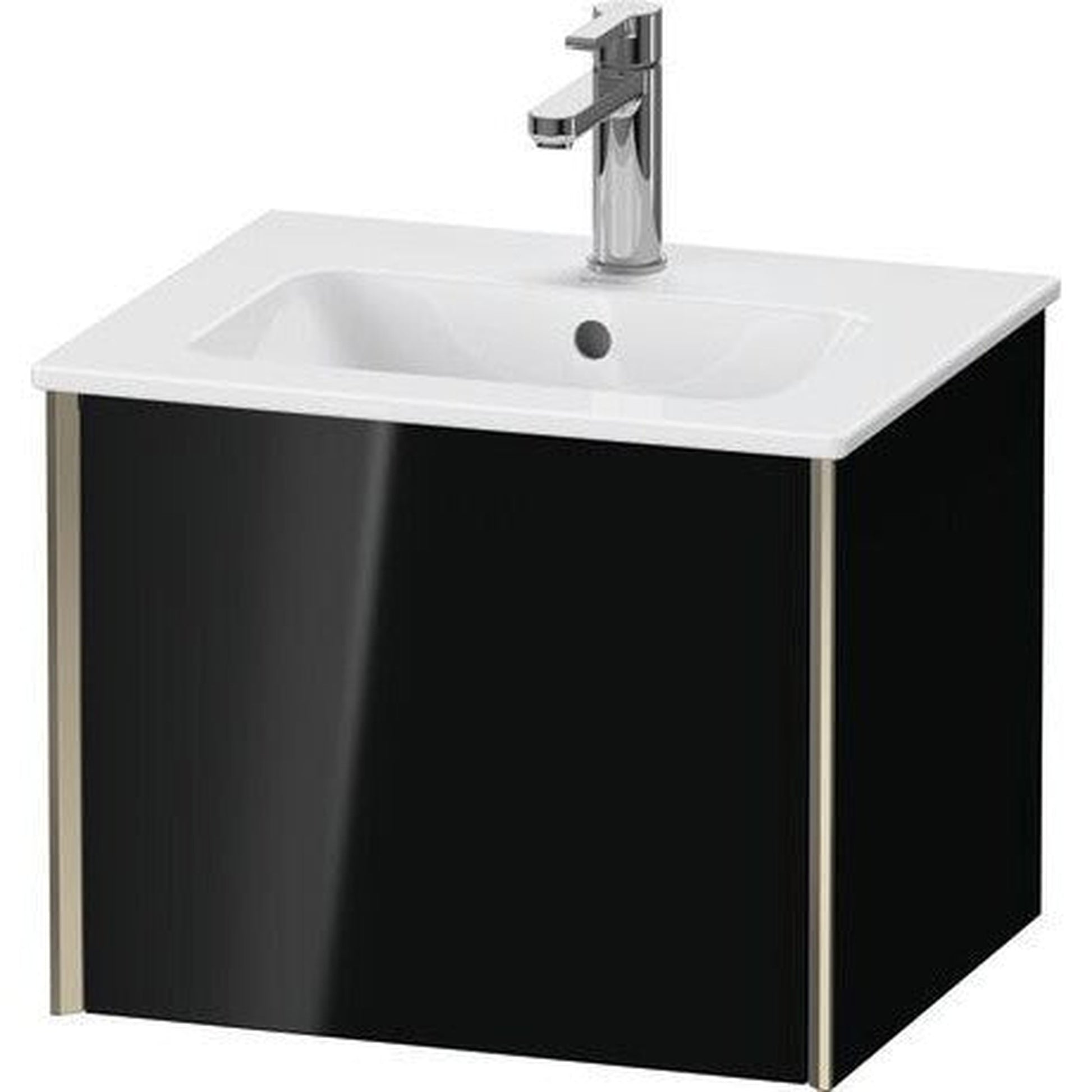 Duravit Xviu 20" x 16" x 17" One Drawer Wall-Mount Vanity Unit, Black High Gloss Lacquer (XV42150B140)
