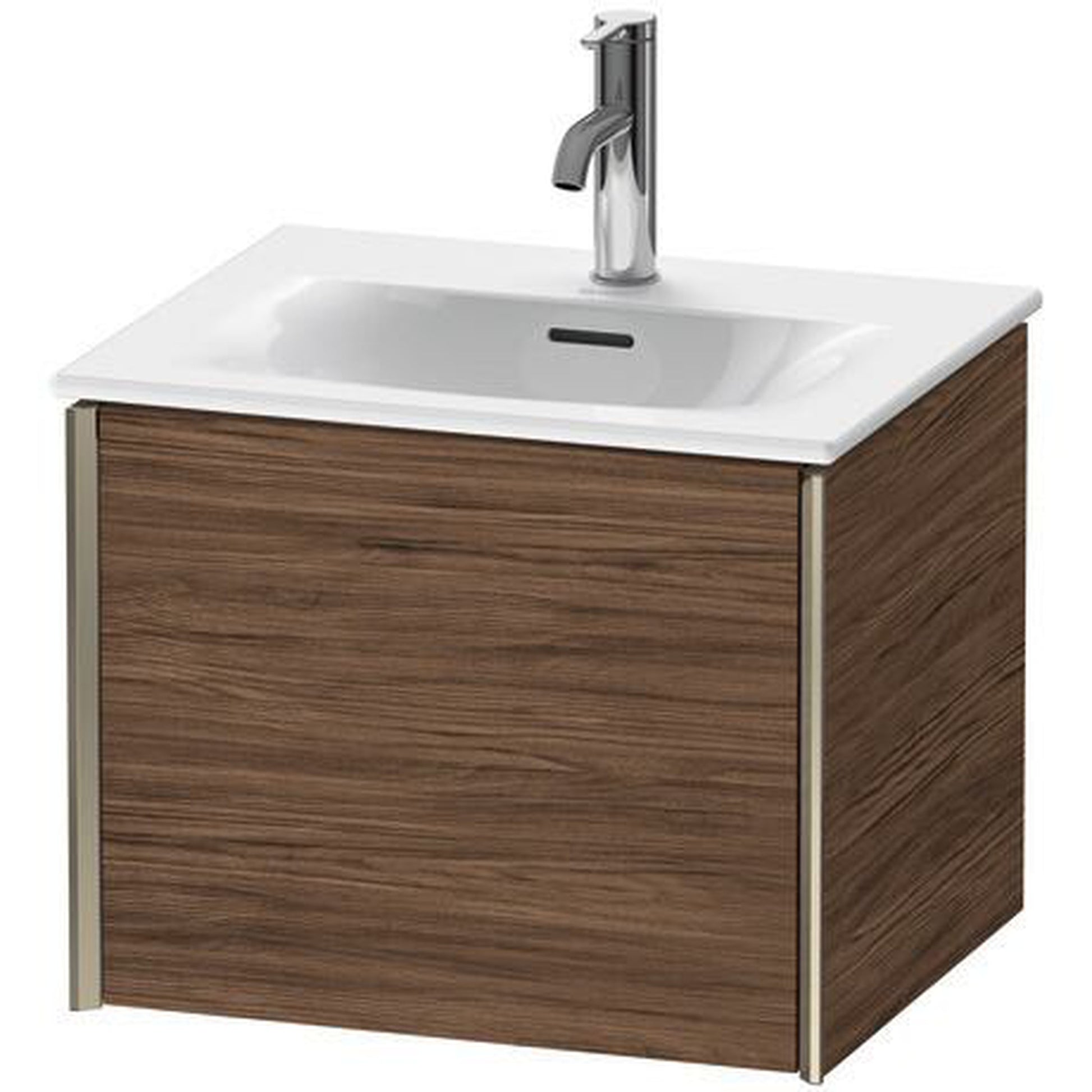 Duravit Xviu 20" x 16" x 17" One Drawer Wall-Mount Vanity Unit, Walnut Dark (XV40310B121)