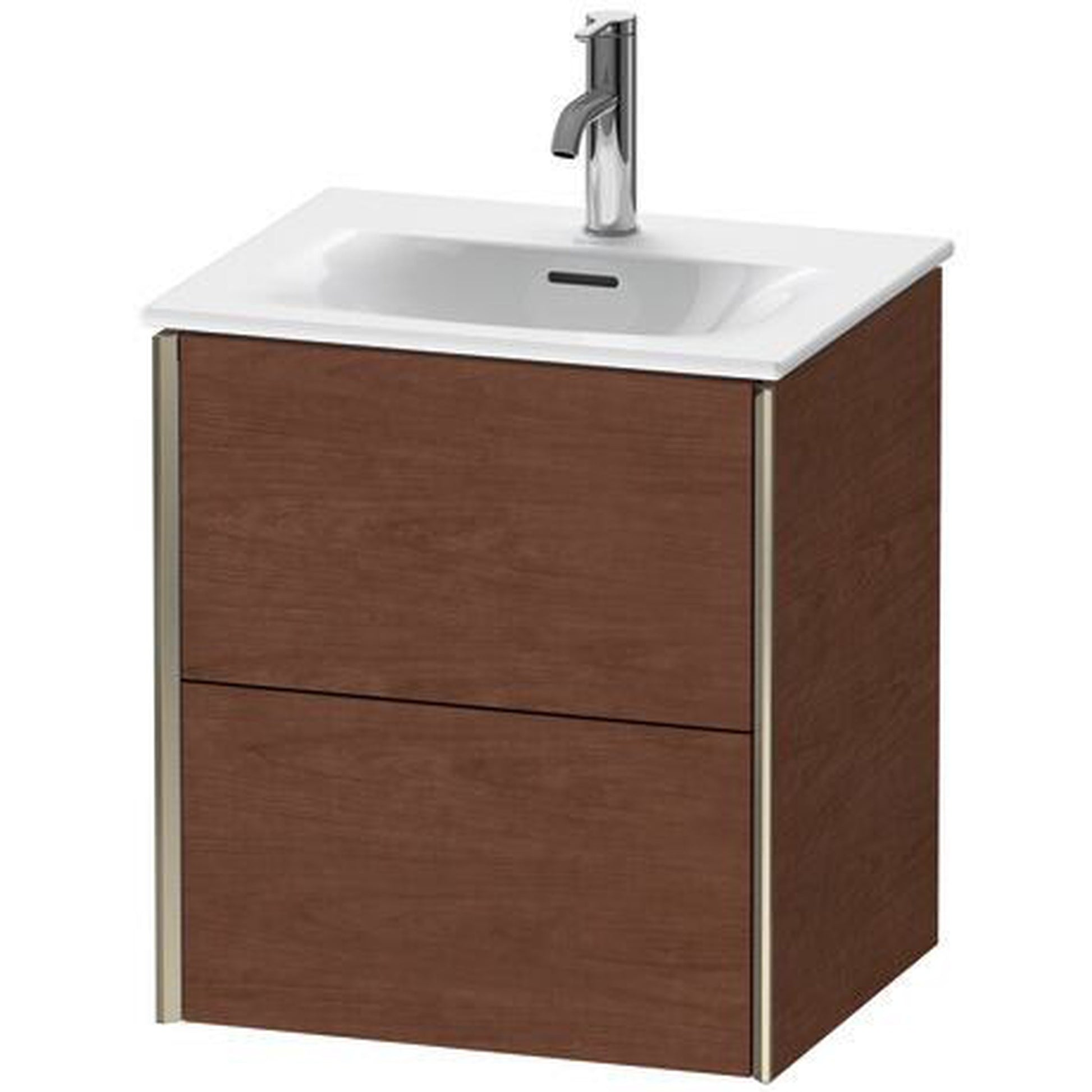 Duravit Xviu 20" x 22" x 17" Two Drawer Wall-Mount Vanity Unit, American Walnut (XV41310B113)