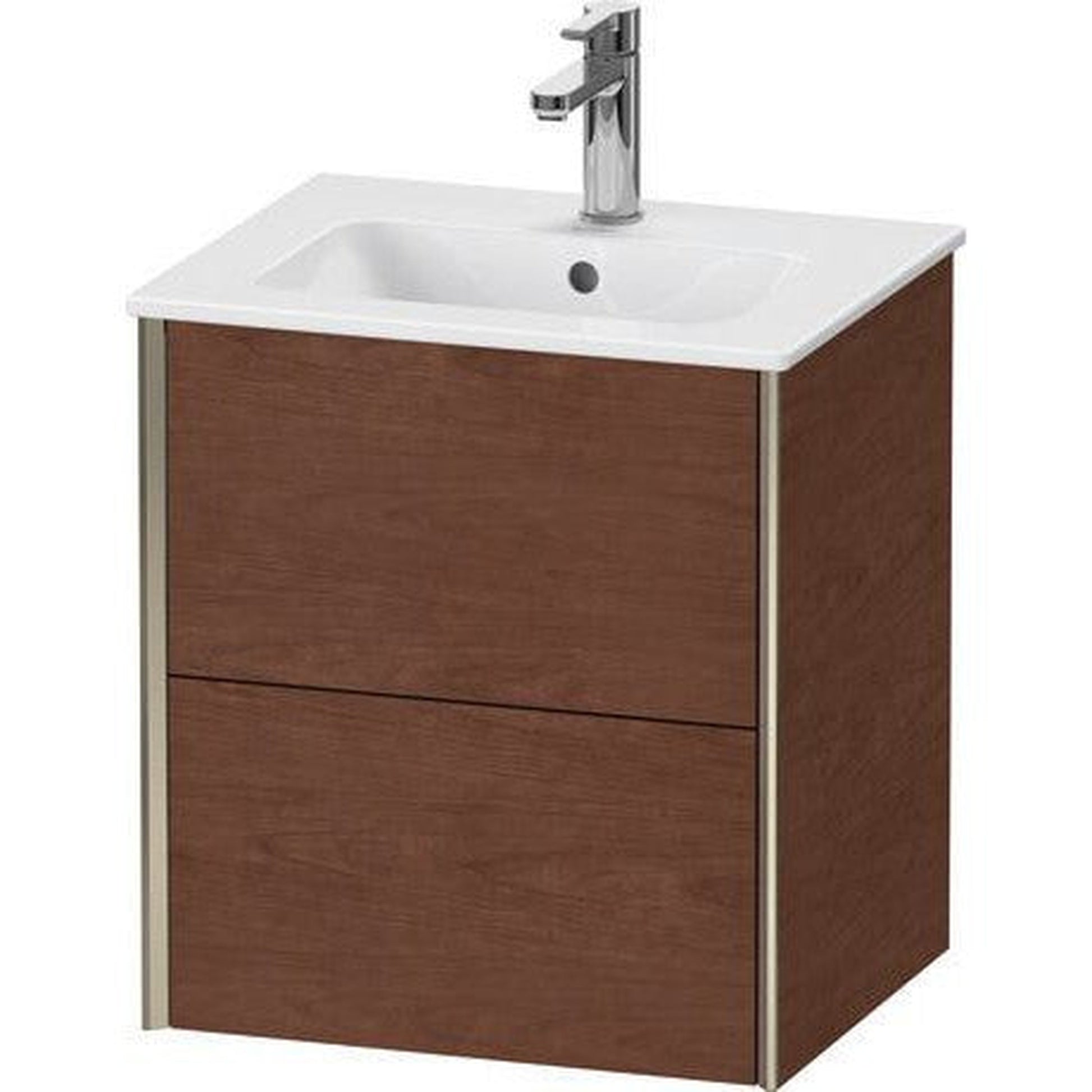 Duravit Xviu 20" x 22" x 17" Two Drawer Wall-Mount Vanity Unit, American Walnut (XV43150B113)