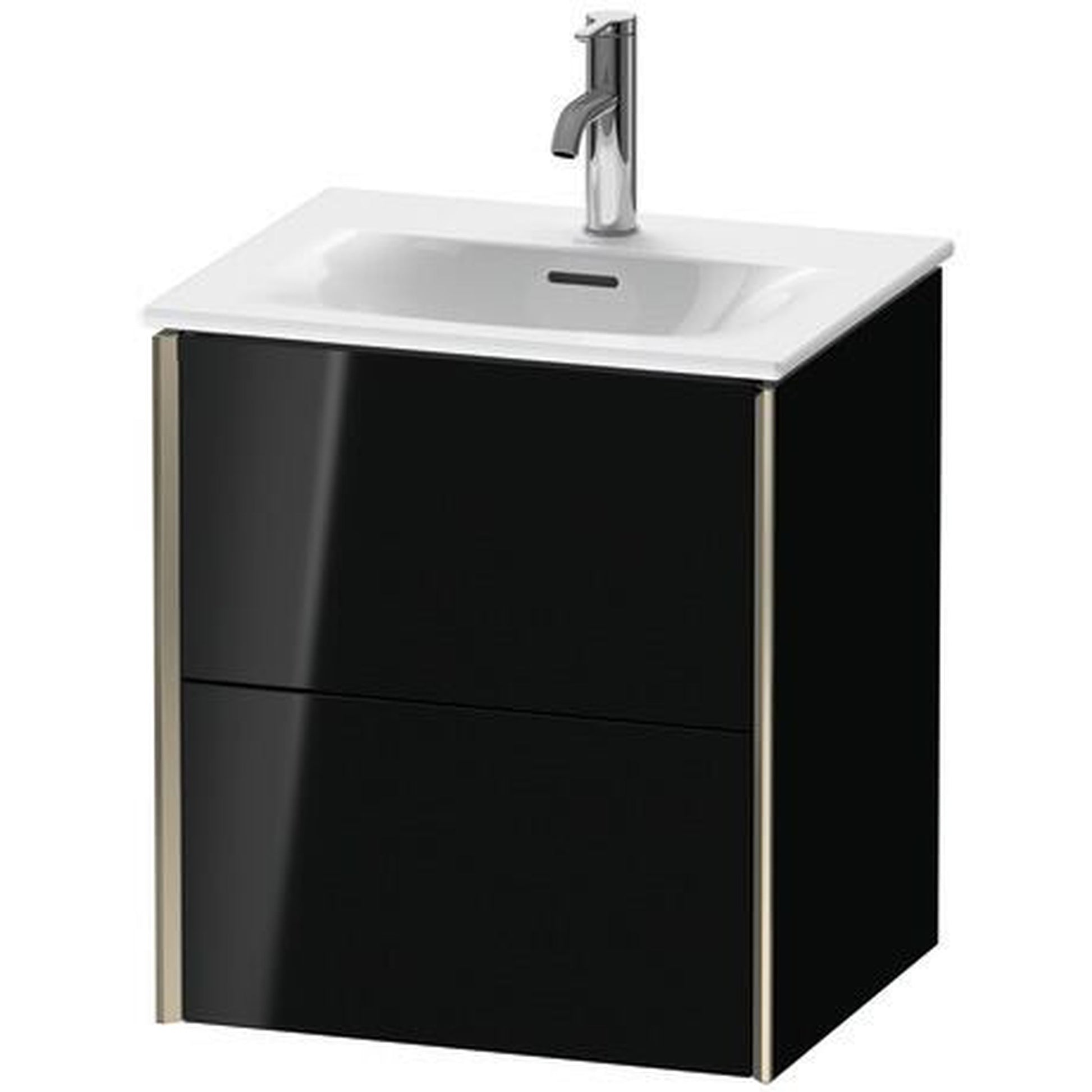 Duravit Xviu 20" x 22" x 17" Two Drawer Wall-Mount Vanity Unit, Black High Gloss Lacquer (XV41310B140)