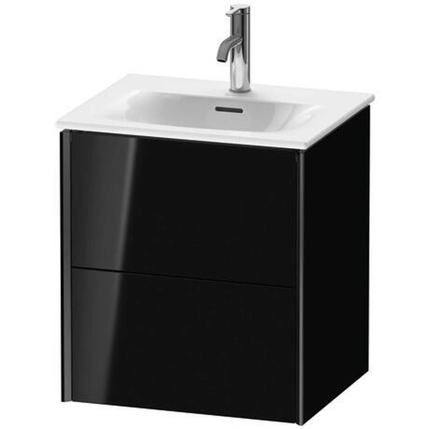 Duravit Xviu 20" x 22" x 17" Two Drawer Wall-Mount Vanity Unit, Black High Gloss Lacquer (XV41310B240)
