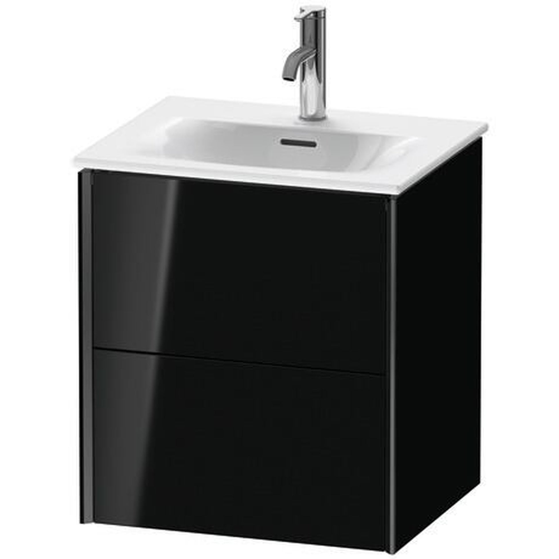 Duravit Xviu 20" x 22" x 17" Two Drawer Wall-Mount Vanity Unit, Black High Gloss Lacquer (XV41310B240)