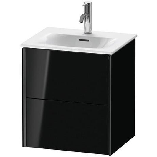 Duravit Xviu 20" x 22" x 17" Two Drawer Wall-Mount Vanity Unit, Black High Gloss Lacquer (XV41310B240)