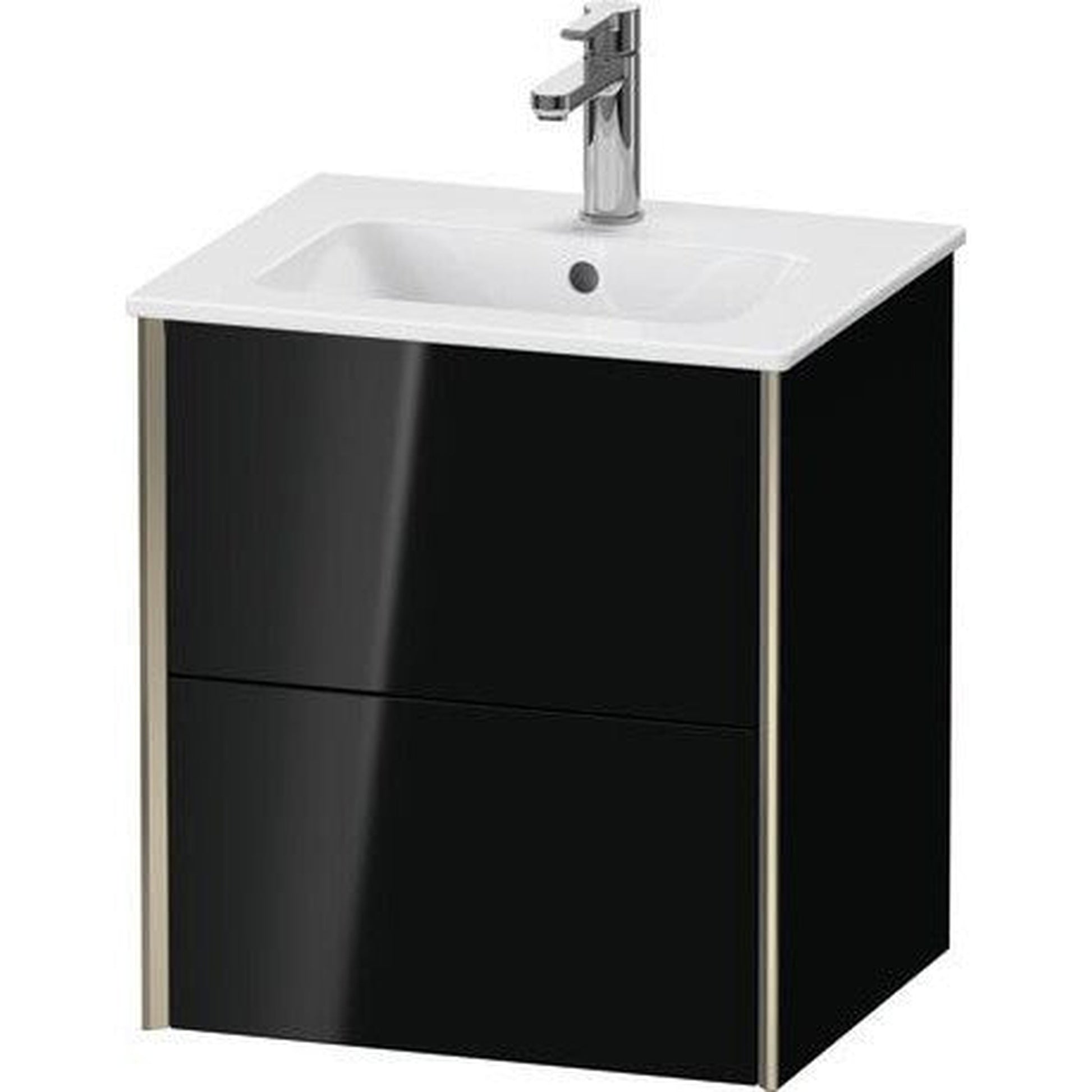 Duravit Xviu 20" x 22" x 17" Two Drawer Wall-Mount Vanity Unit, Black High Gloss Lacquer (XV43150B140)