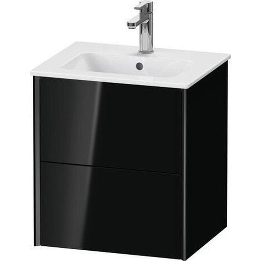 Duravit Xviu 20" x 22" x 17" Two Drawer Wall-Mount Vanity Unit, Black High Gloss Lacquer (XV43150B240)