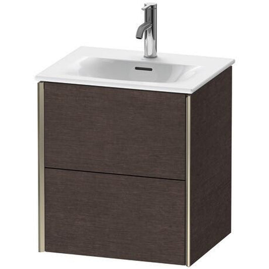 Duravit Xviu 20" x 22" x 17" Two Drawer Wall-Mount Vanity Unit, Brushed Dark Oak Real Wood Veneer (XV41310B172)