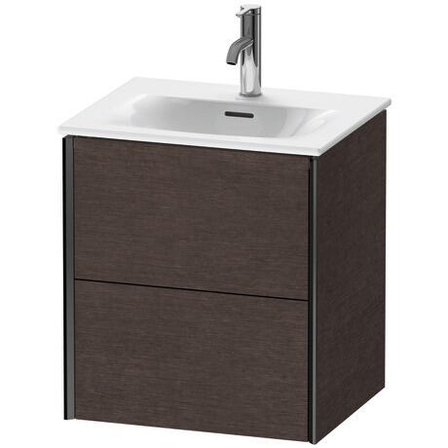 Duravit Xviu 20" x 22" x 17" Two Drawer Wall-Mount Vanity Unit, Brushed Dark Oak Real Wood Veneer (XV41310B272)