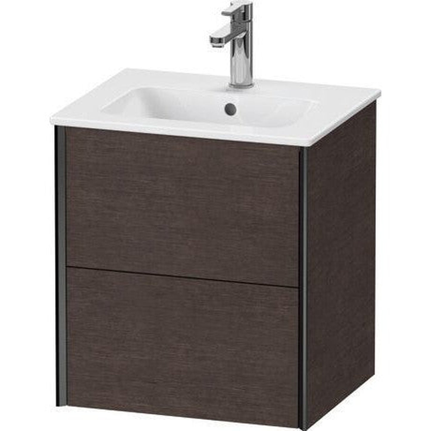 Duravit Xviu 20" x 22" x 17" Two Drawer Wall-Mount Vanity Unit, Brushed Dark Oak Real Wood Veneer (XV43150B272)