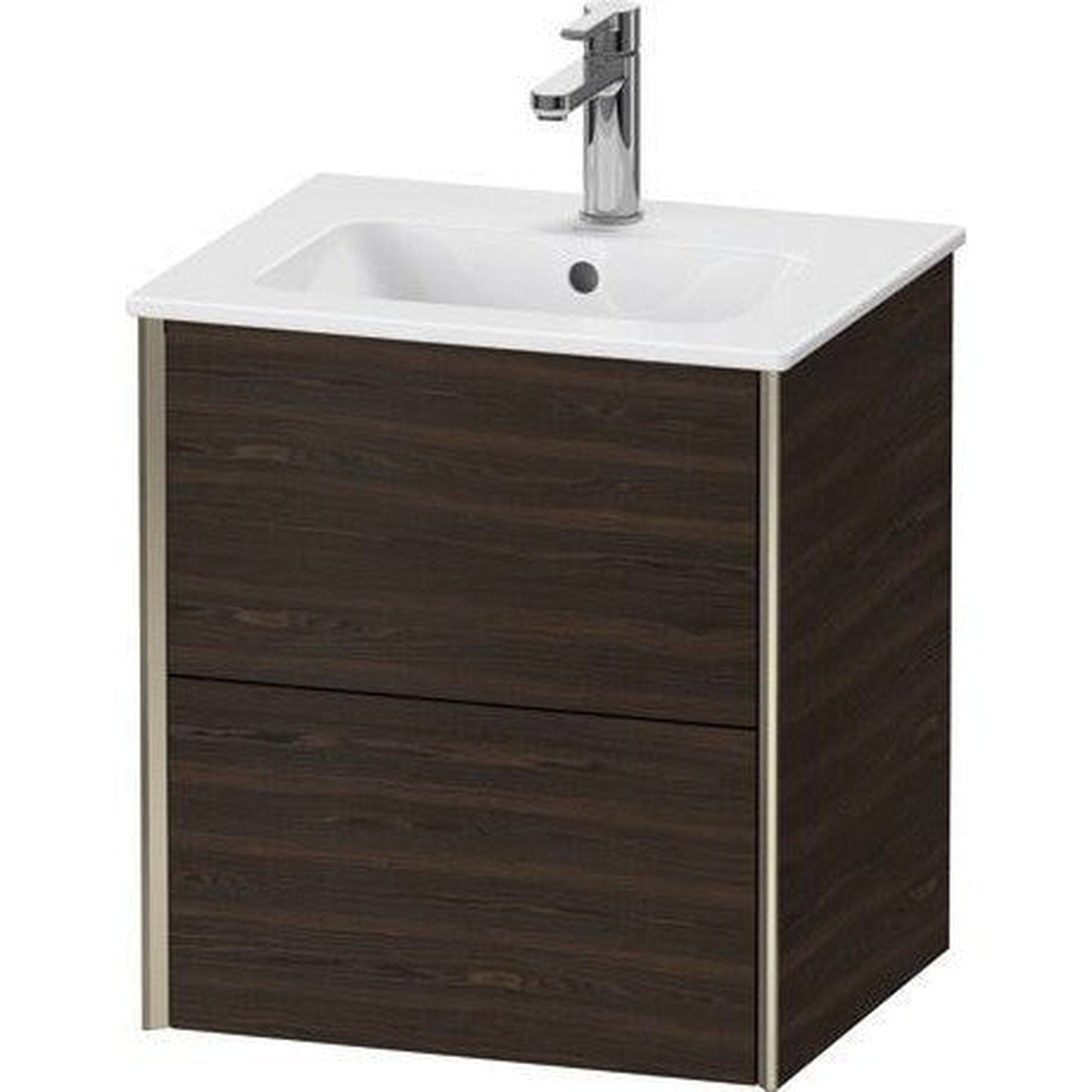 Duravit Xviu 20" x 22" x 17" Two Drawer Wall-Mount Vanity Unit, Brushed Walnut Real Wood Veneer (XV43150B169)