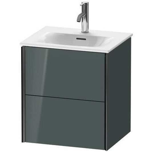 Duravit Xviu 20" x 22" x 17" Two Drawer Wall-Mount Vanity Unit, Dolomiti Grey High Gloss Lacquer (XV41310B238)