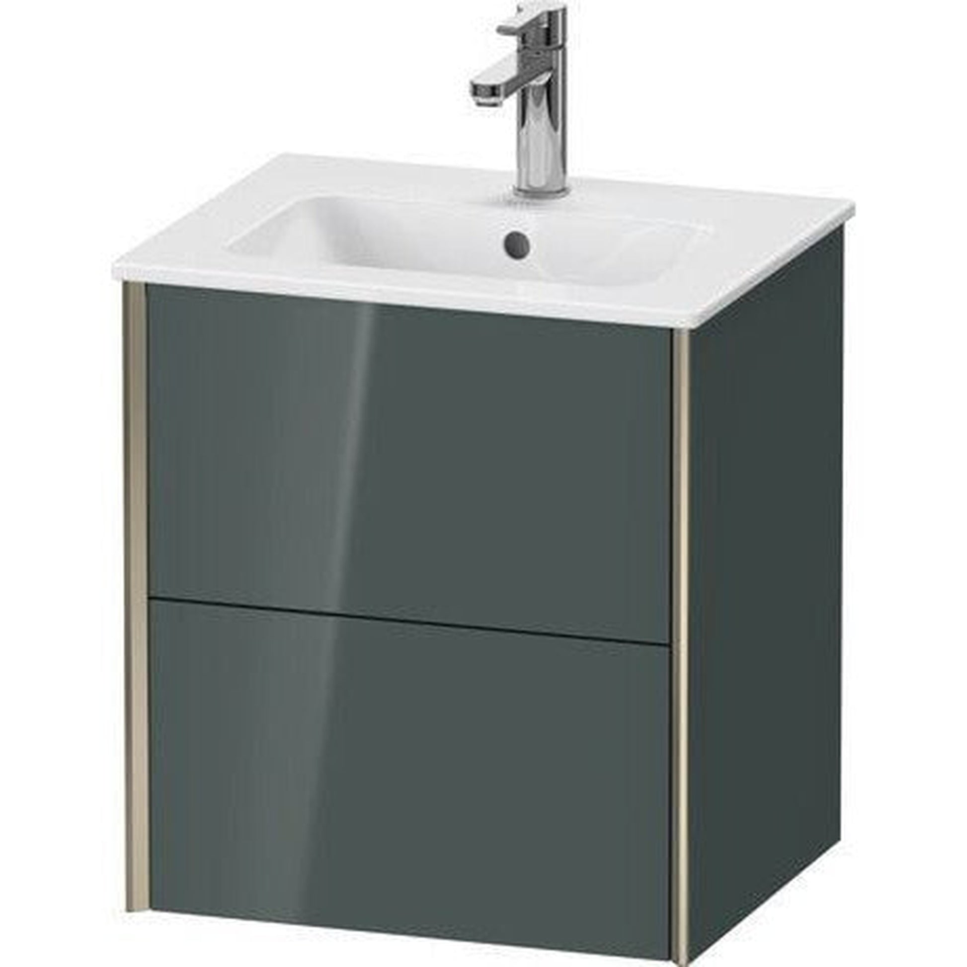Duravit Xviu 20" x 22" x 17" Two Drawer Wall-Mount Vanity Unit, Dolomiti Grey High Gloss Lacquer (XV43150B138)