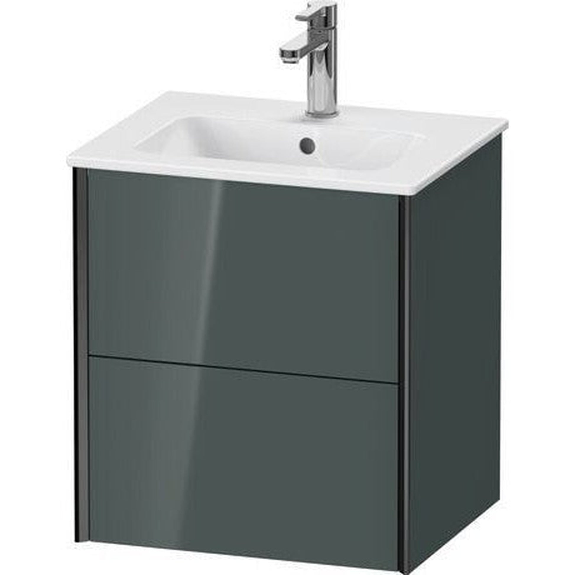 Duravit Xviu 20" x 22" x 17" Two Drawer Wall-Mount Vanity Unit, Dolomiti Grey High Gloss Lacquer (XV43150B238)