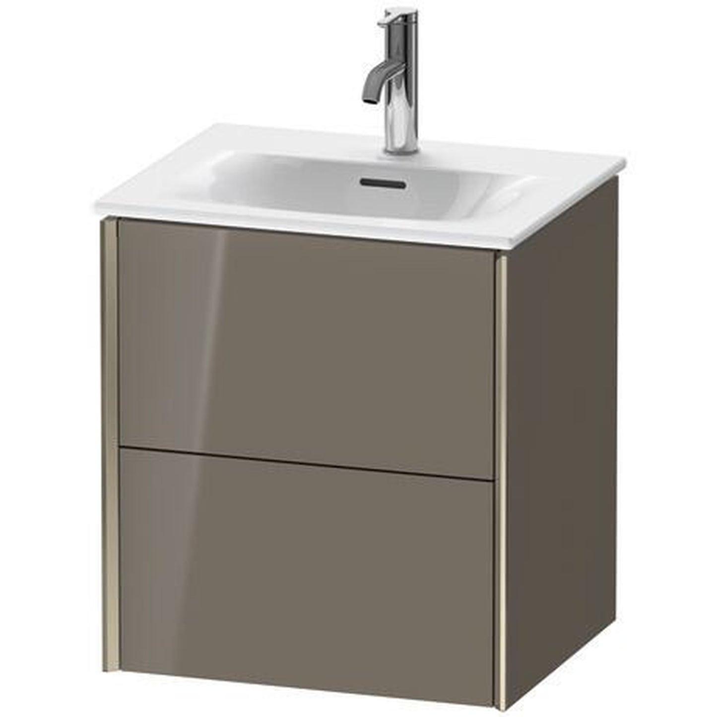 Duravit Xviu 20" x 22" x 17" Two Drawer Wall-Mount Vanity Unit, Flannel Grey High Gloss Lacquer (XV41310B189)