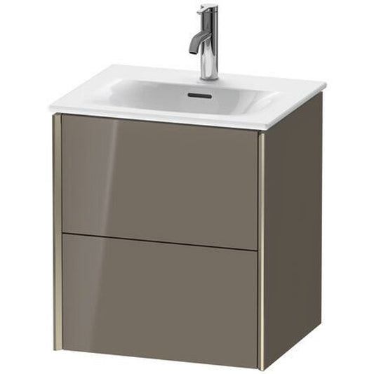 Duravit Xviu 20" x 22" x 17" Two Drawer Wall-Mount Vanity Unit, Flannel Grey High Gloss Lacquer (XV41310B189)
