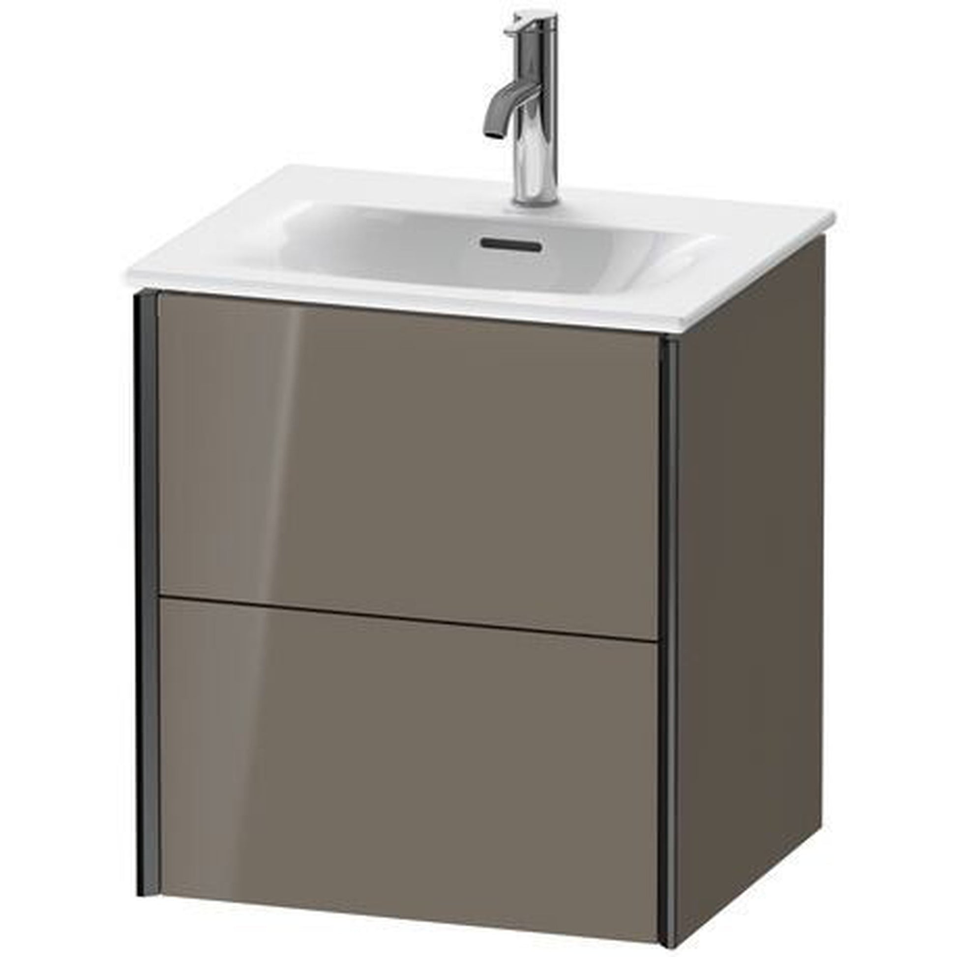 Duravit Xviu 20" x 22" x 17" Two Drawer Wall-Mount Vanity Unit, Flannel Grey High Gloss Lacquer (XV41310B289)