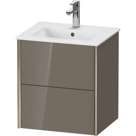 Duravit Xviu 20" x 22" x 17" Two Drawer Wall-Mount Vanity Unit, Flannel Grey High Gloss Lacquer (XV43150B189)
