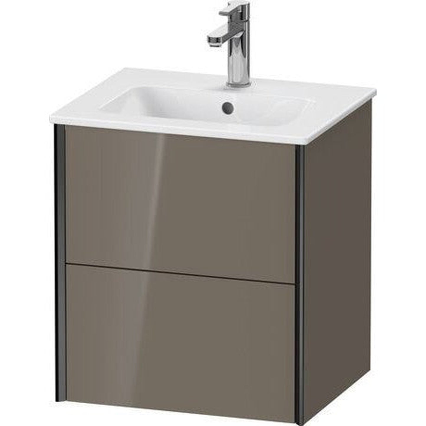 Duravit Xviu 20" x 22" x 17" Two Drawer Wall-Mount Vanity Unit, Flannel Grey High Gloss Lacquer (XV43150B289)