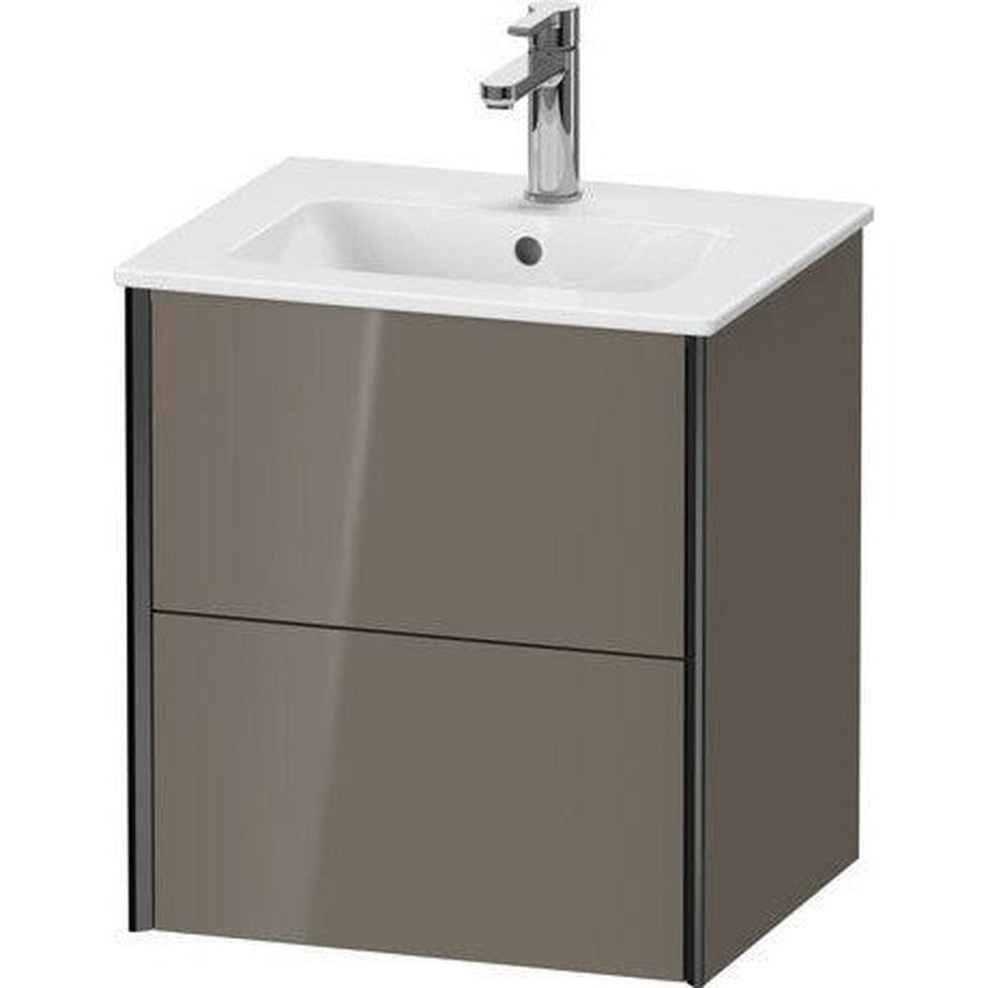 Duravit Xviu 20" x 22" x 17" Two Drawer Wall-Mount Vanity Unit, Flannel Grey High Gloss Lacquer (XV43150B289)