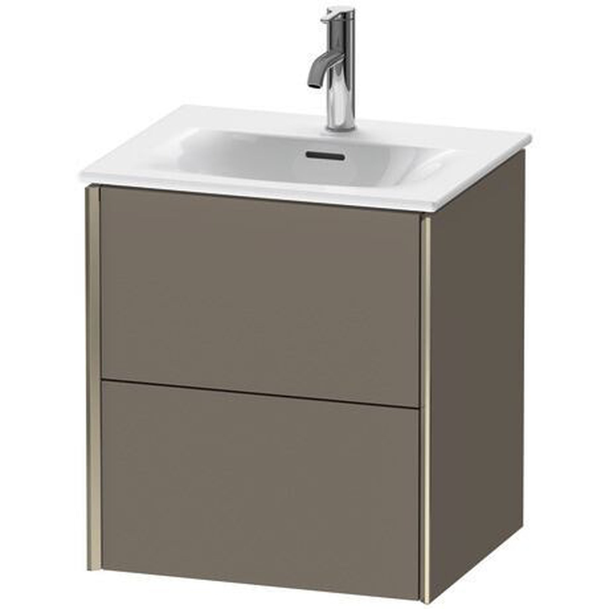 Duravit Xviu 20" x 22" x 17" Two Drawer Wall-Mount Vanity Unit, Flannel Grey Satin Matt Lacquer (XV41310B190)