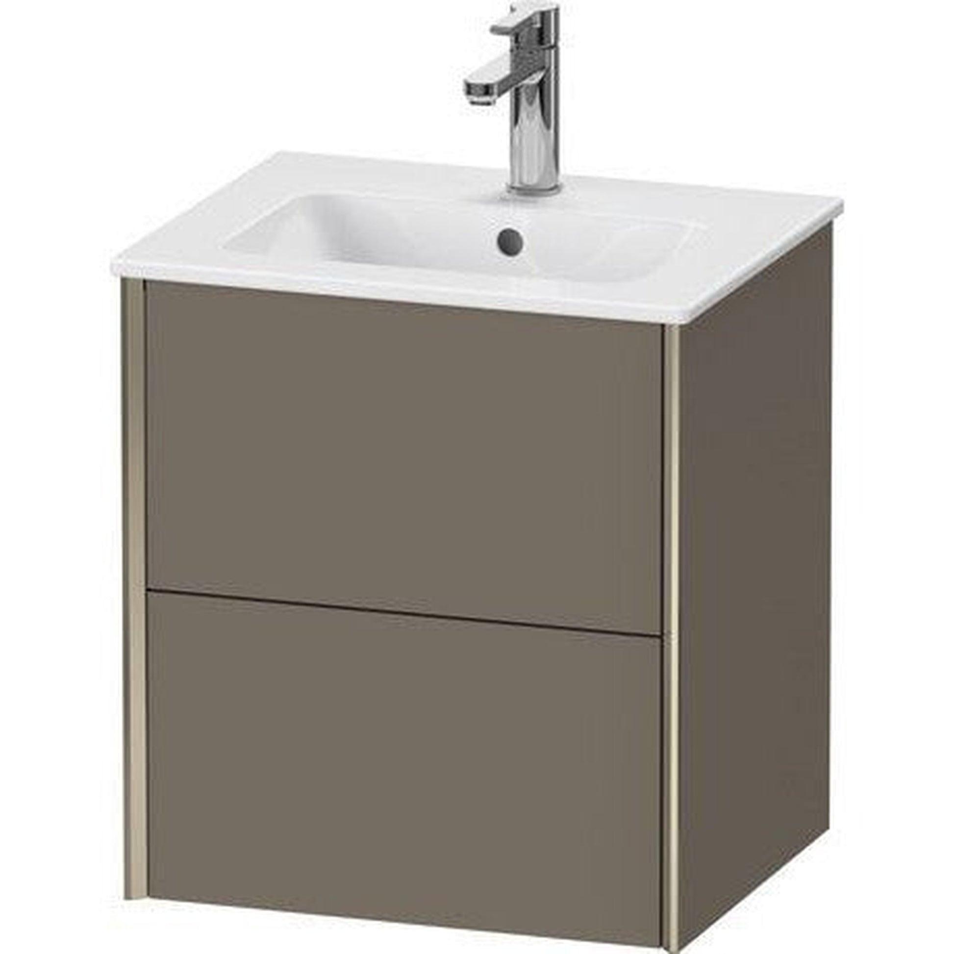 Duravit Xviu 20" x 22" x 17" Two Drawer Wall-Mount Vanity Unit, Flannel Grey Satin Matt Lacquer (XV43150B190)