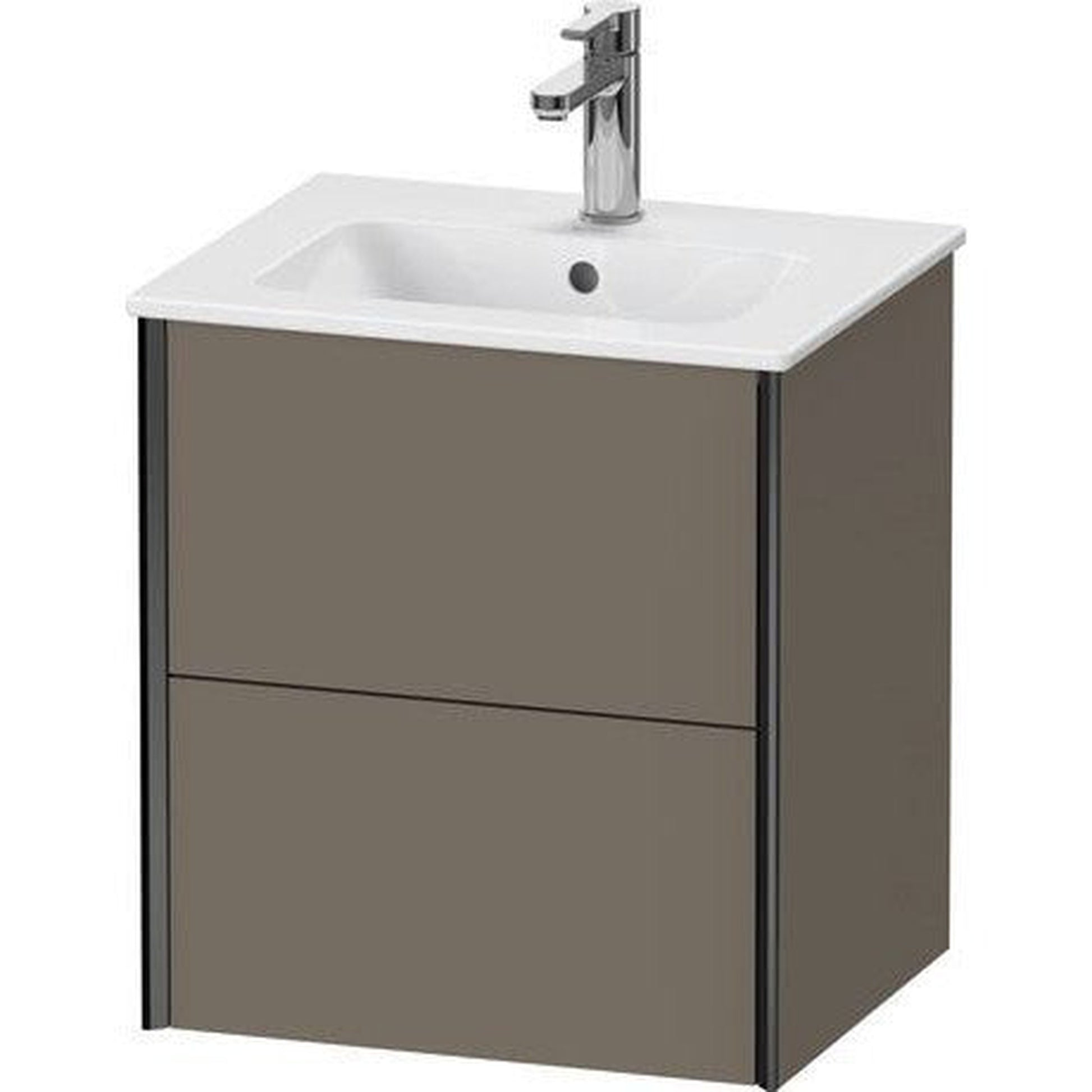 Duravit Xviu 20" x 22" x 17" Two Drawer Wall-Mount Vanity Unit, Flannel Grey Satin Matt Lacquer (XV43150B290)