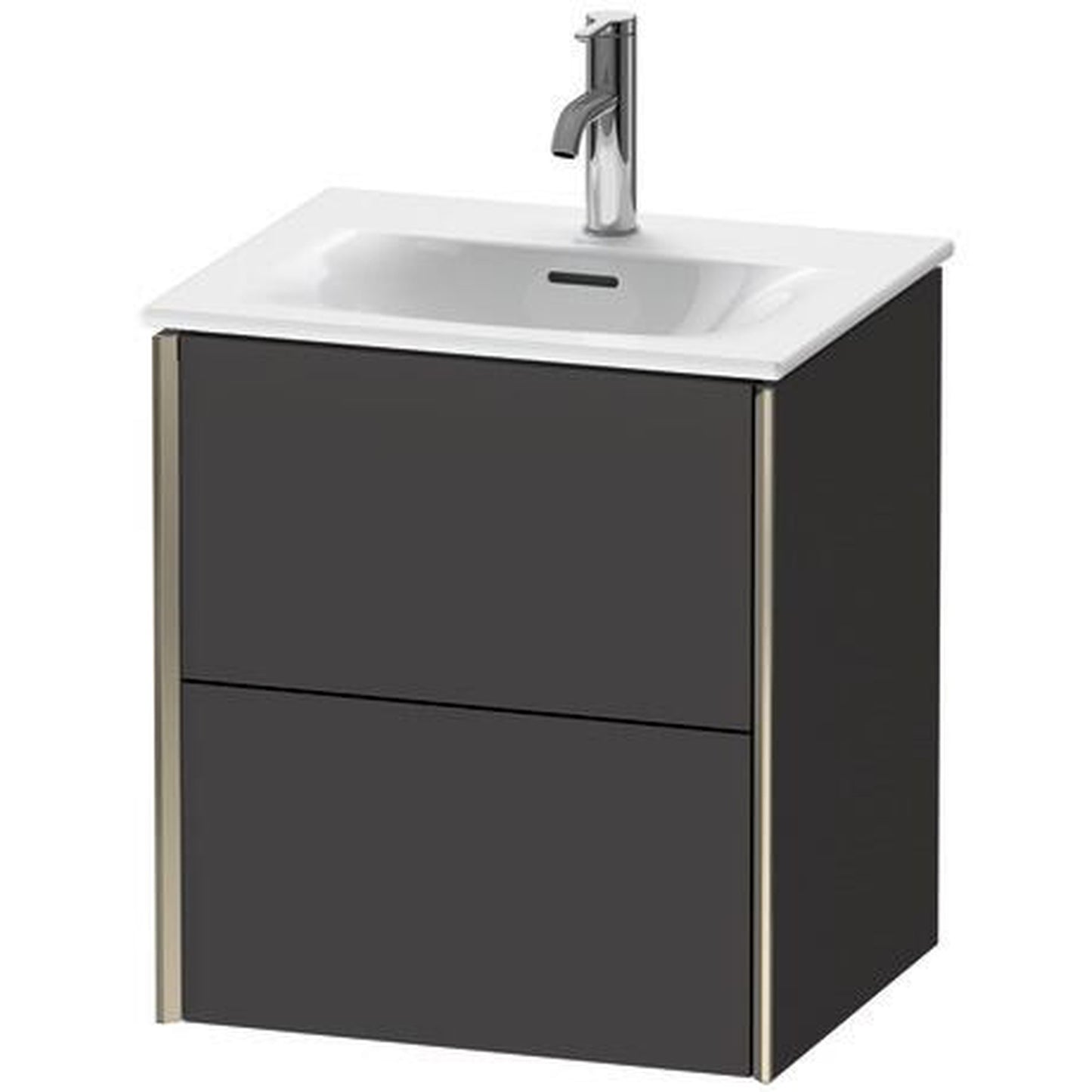 Duravit Xviu 20" x 22" x 17" Two Drawer Wall-Mount Vanity Unit, Graphite Super Matt (XV41310B180)