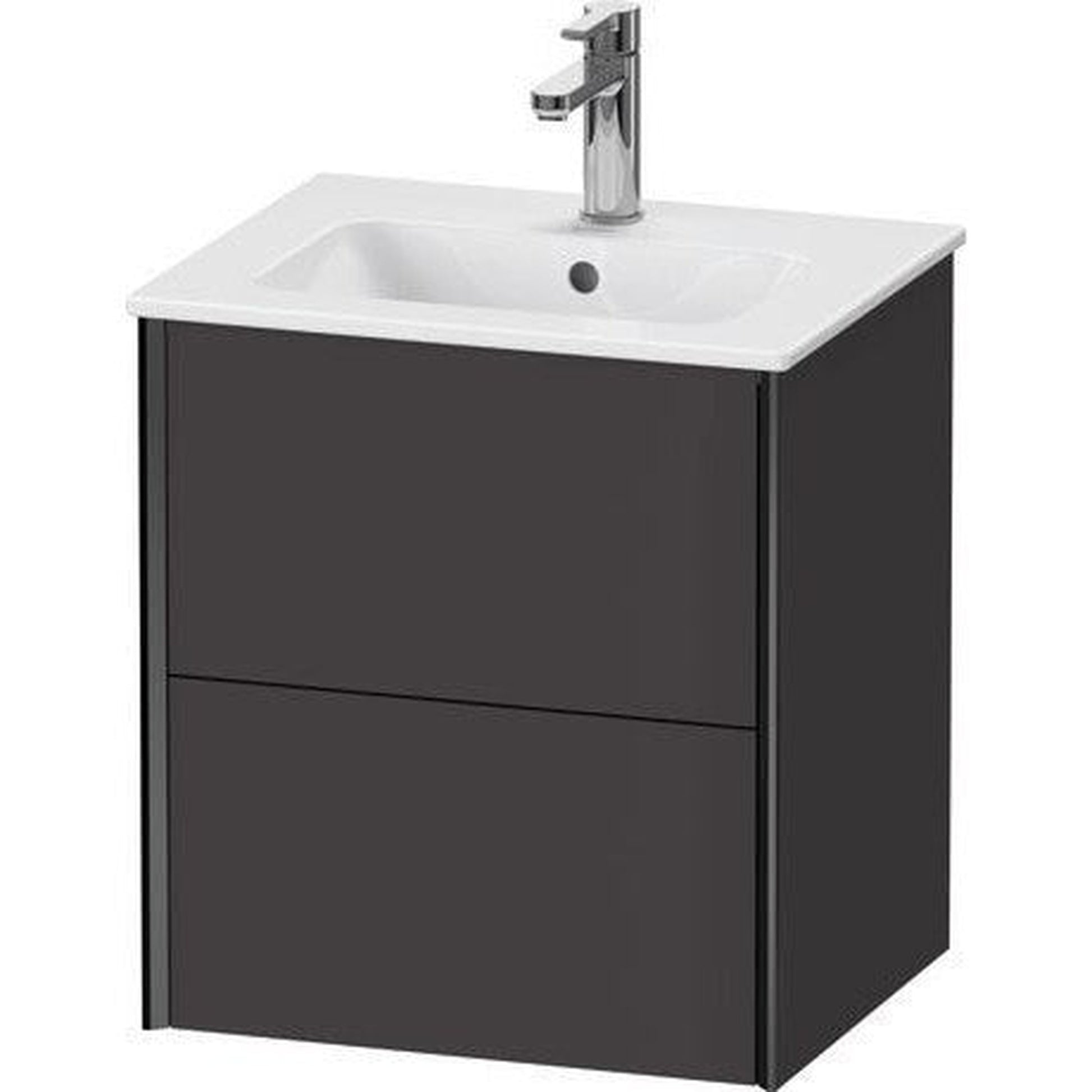 Duravit Xviu 20" x 22" x 17" Two Drawer Wall-Mount Vanity Unit, Graphite Super Matt (XV43150B280)