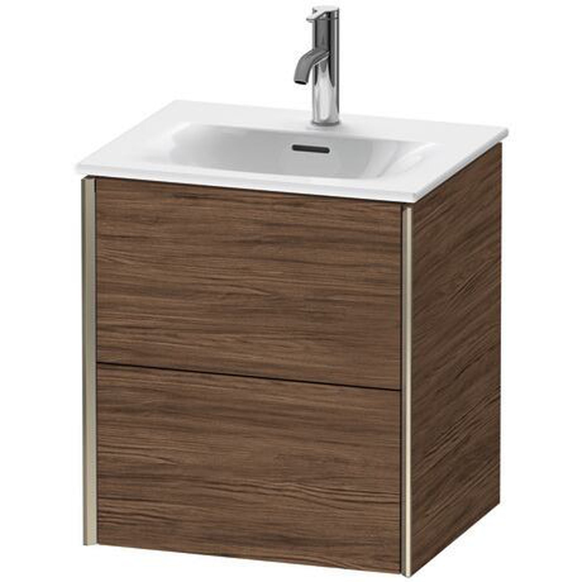 Duravit Xviu 20" x 22" x 17" Two Drawer Wall-Mount Vanity Unit, Walnut Dark (XV41310B121)