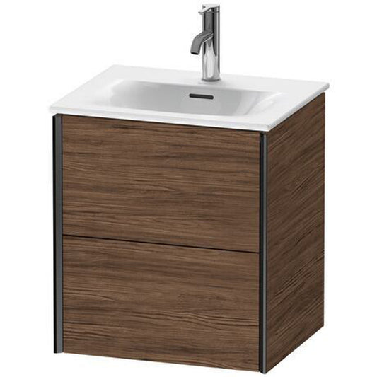 Duravit Xviu 20" x 22" x 17" Two Drawer Wall-Mount Vanity Unit, Walnut Dark (XV41310B221)