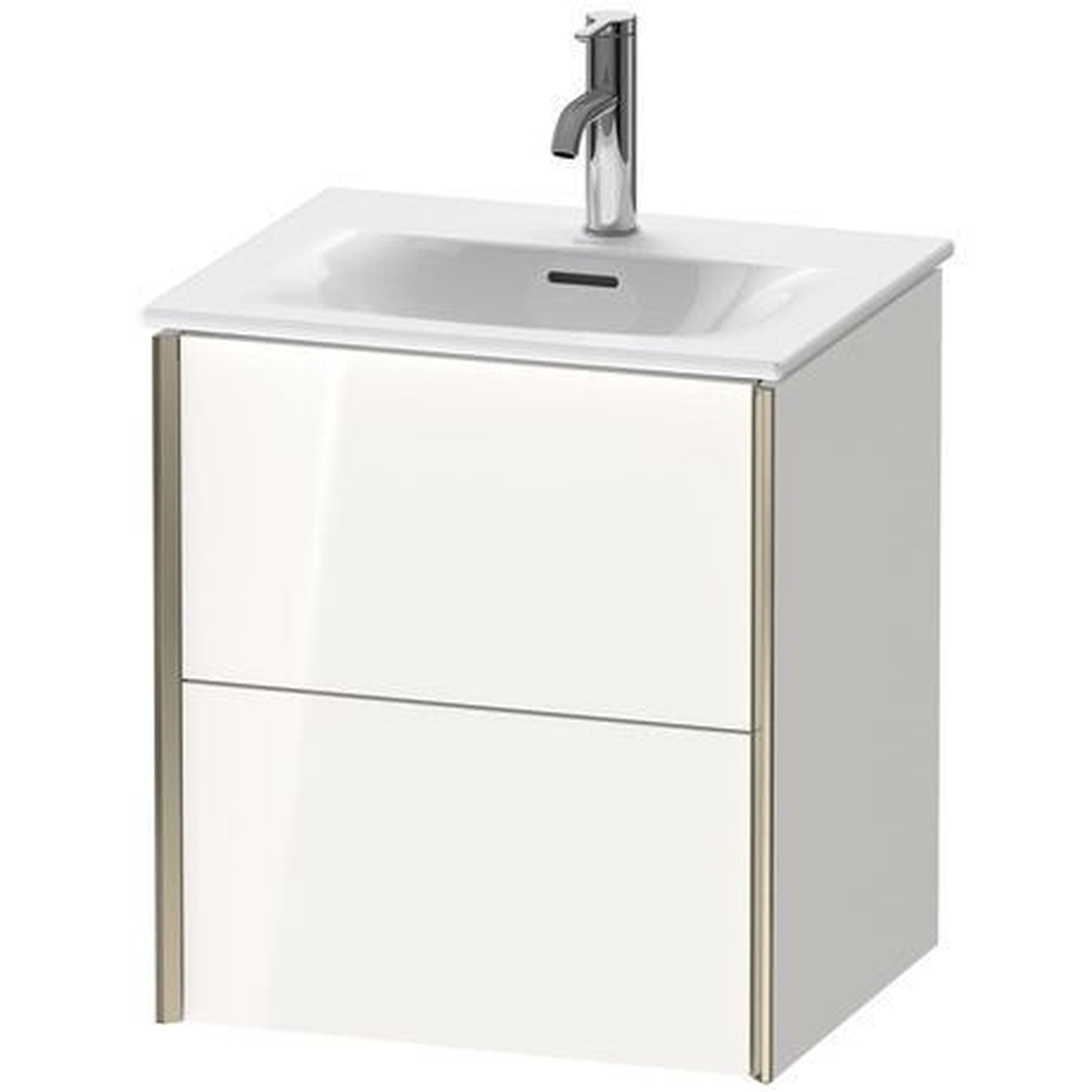 Duravit Xviu 20" x 22" x 17" Two Drawer Wall-Mount Vanity Unit, White High Gloss (XV41310B122)