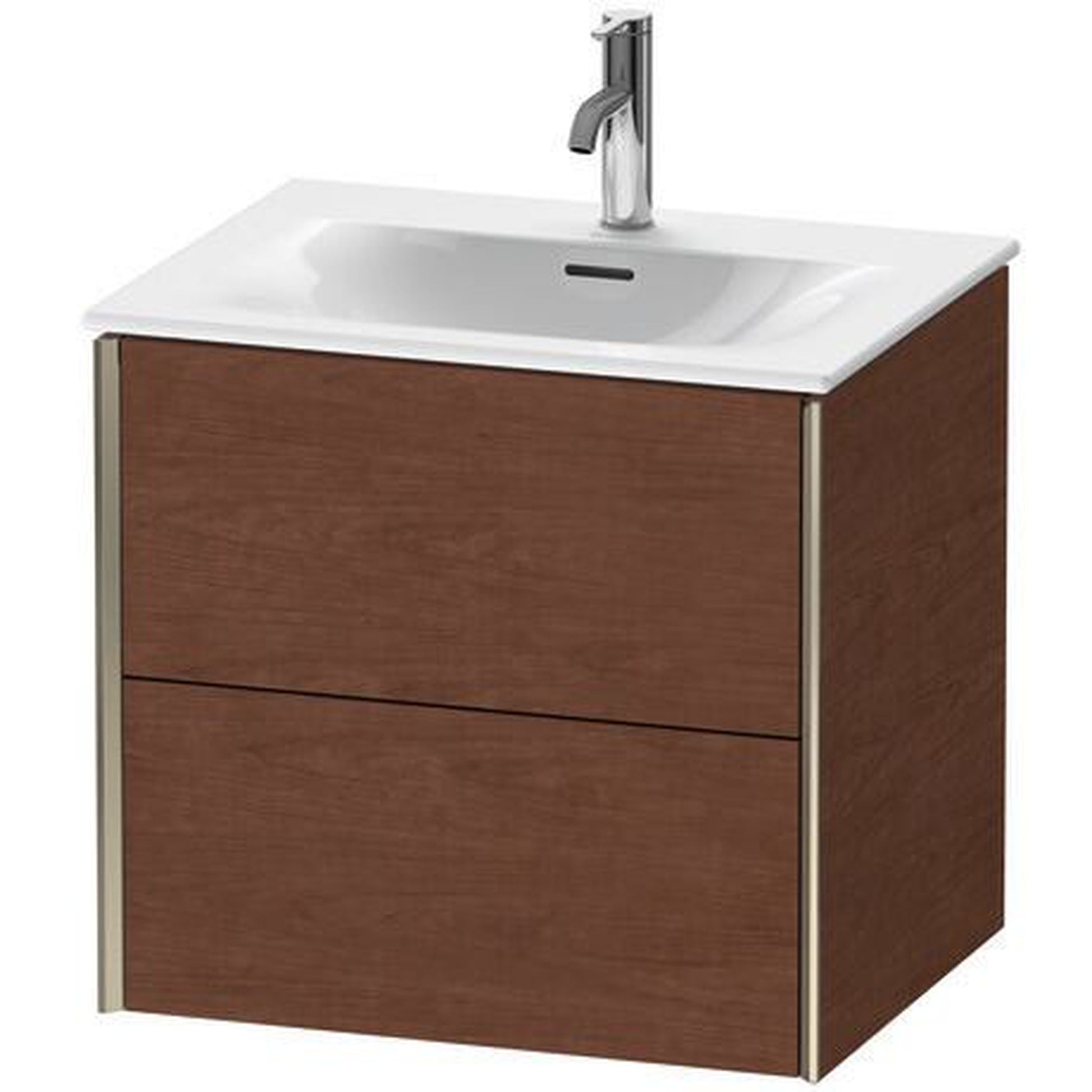 Duravit Xviu 20" x 22" x 19" Two Drawer Wall-Mount Vanity Unit, American Walnut (XV41320B113)