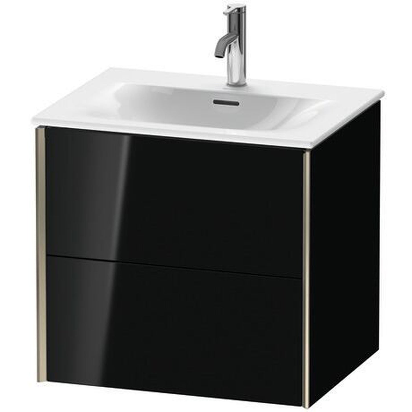 Duravit Xviu 20" x 22" x 19" Two Drawer Wall-Mount Vanity Unit, Black High Gloss Lacquer (XV41320B140)