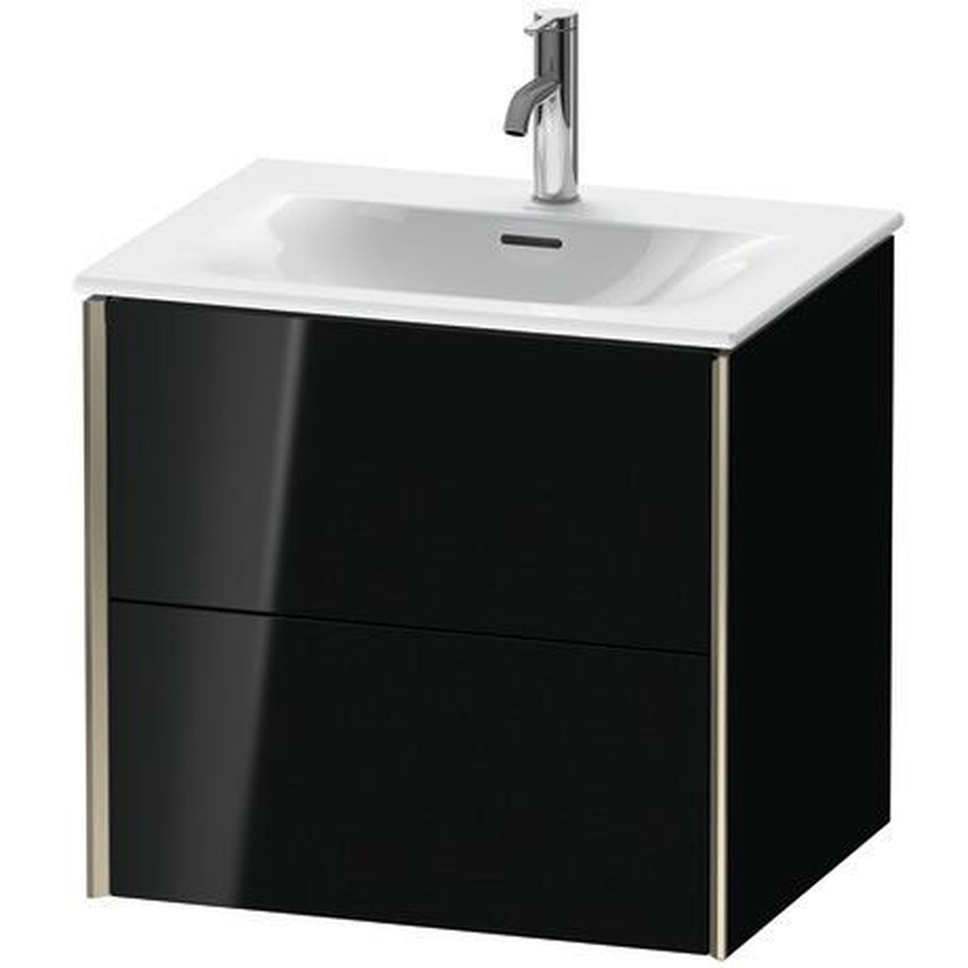 Duravit Xviu 20" x 22" x 19" Two Drawer Wall-Mount Vanity Unit, Black High Gloss Lacquer (XV41320B140)