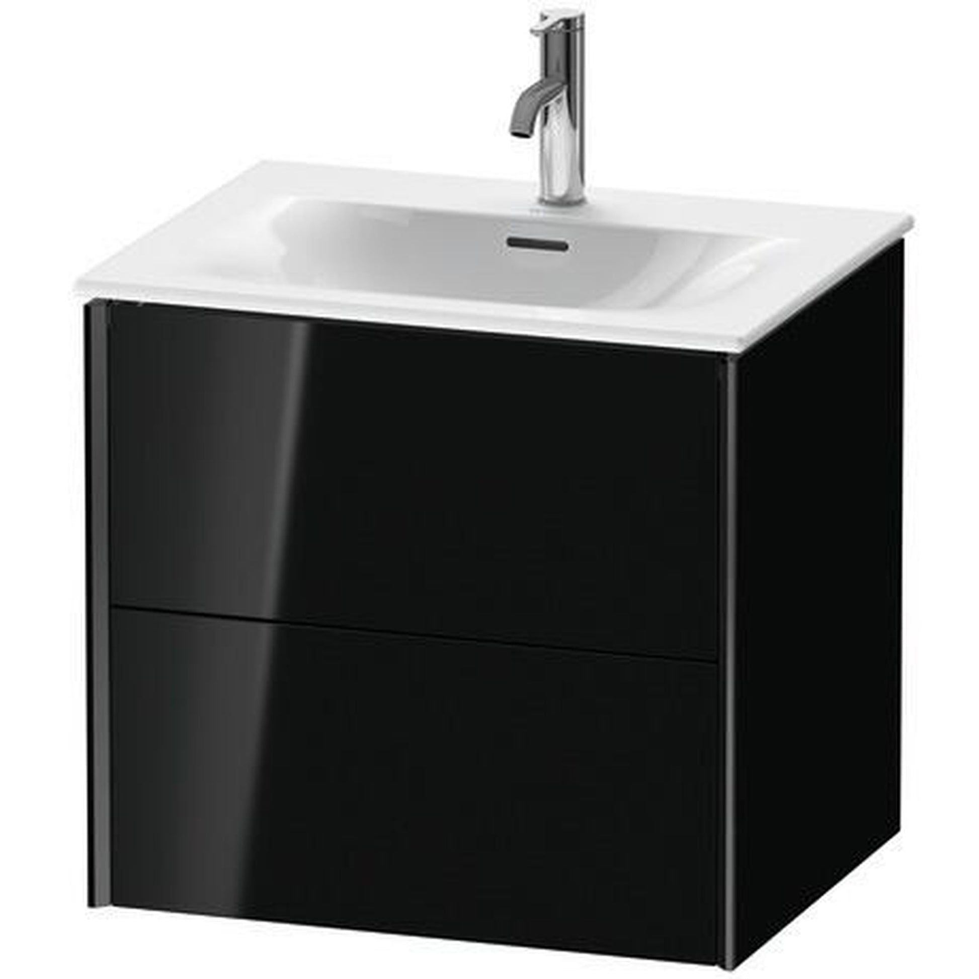 Duravit Xviu 20" x 22" x 19" Two Drawer Wall-Mount Vanity Unit, Black High Gloss Lacquer (XV41320B240)