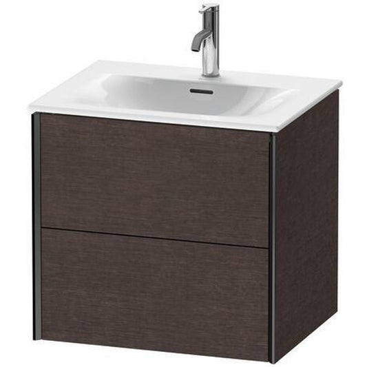 Duravit Xviu 20" x 22" x 19" Two Drawer Wall-Mount Vanity Unit, Brushed Dark Oak Real Wood Veneer (XV41320B272)