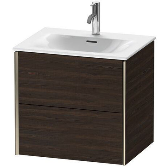 Duravit Xviu 20" x 22" x 19" Two Drawer Wall-Mount Vanity Unit, Brushed Walnut Real Wood Veneer (XV41320B169)