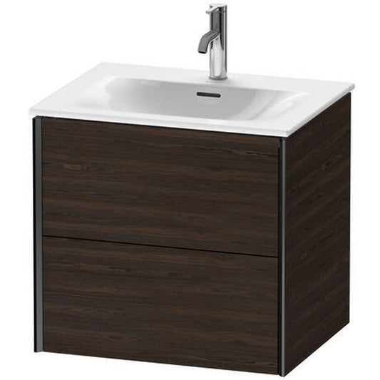 Duravit Xviu 20" x 22" x 19" Two Drawer Wall-Mount Vanity Unit, Brushed Walnut Real Wood Veneer (XV41320B269)