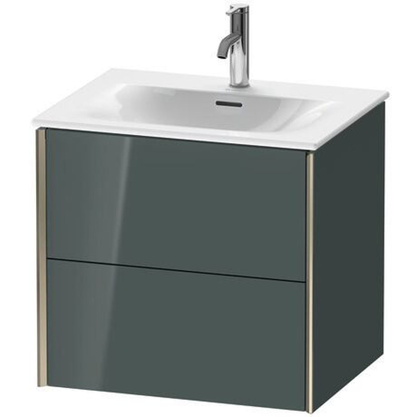 Duravit Xviu 20" x 22" x 19" Two Drawer Wall-Mount Vanity Unit, Dolomiti Grey High Gloss Lacquer (XV41320B138)