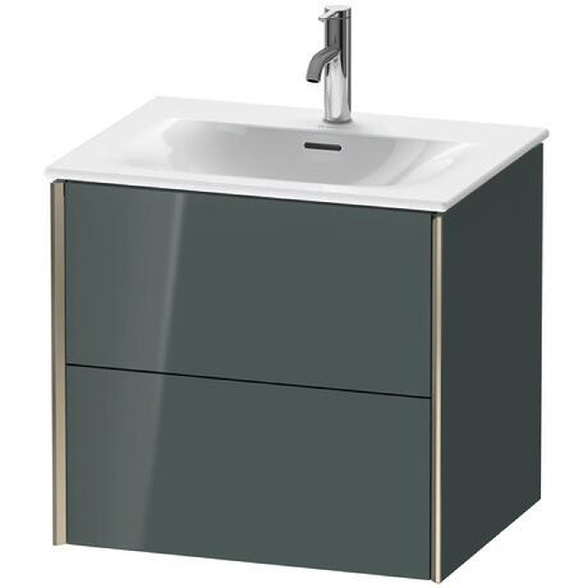 Duravit Xviu 20" x 22" x 19" Two Drawer Wall-Mount Vanity Unit, Dolomiti Grey High Gloss Lacquer (XV41320B138)