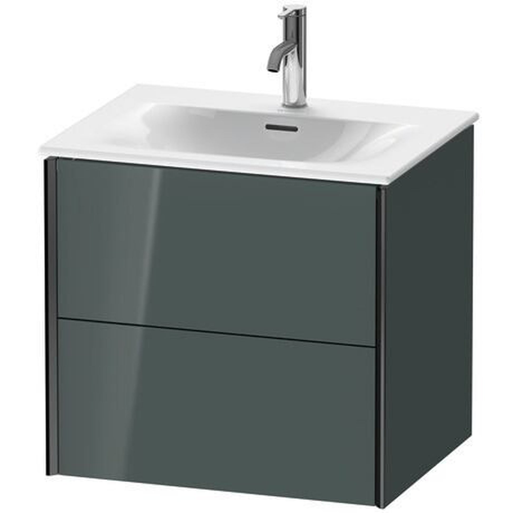 Duravit Xviu 20" x 22" x 19" Two Drawer Wall-Mount Vanity Unit, Dolomiti Grey High Gloss Lacquer (XV41320B238)