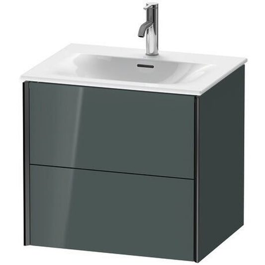 Duravit Xviu 20" x 22" x 19" Two Drawer Wall-Mount Vanity Unit, Dolomiti Grey High Gloss Lacquer (XV41320B238)