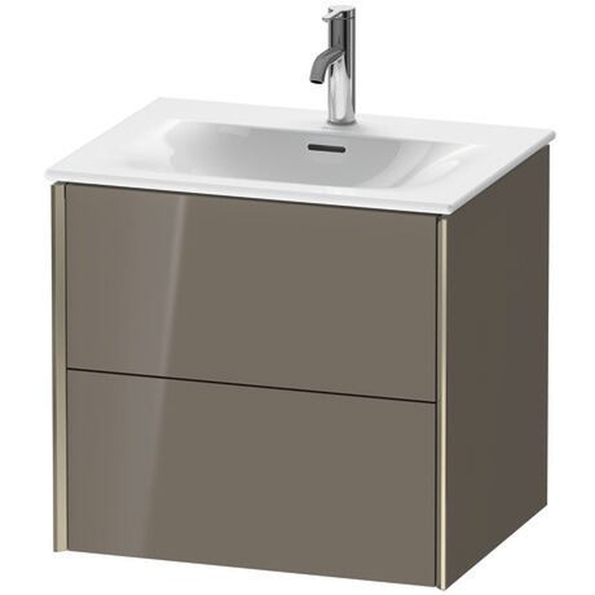 Duravit Xviu 20" x 22" x 19" Two Drawer Wall-Mount Vanity Unit, Flannel Grey High Gloss Lacquer (XV41320B189)