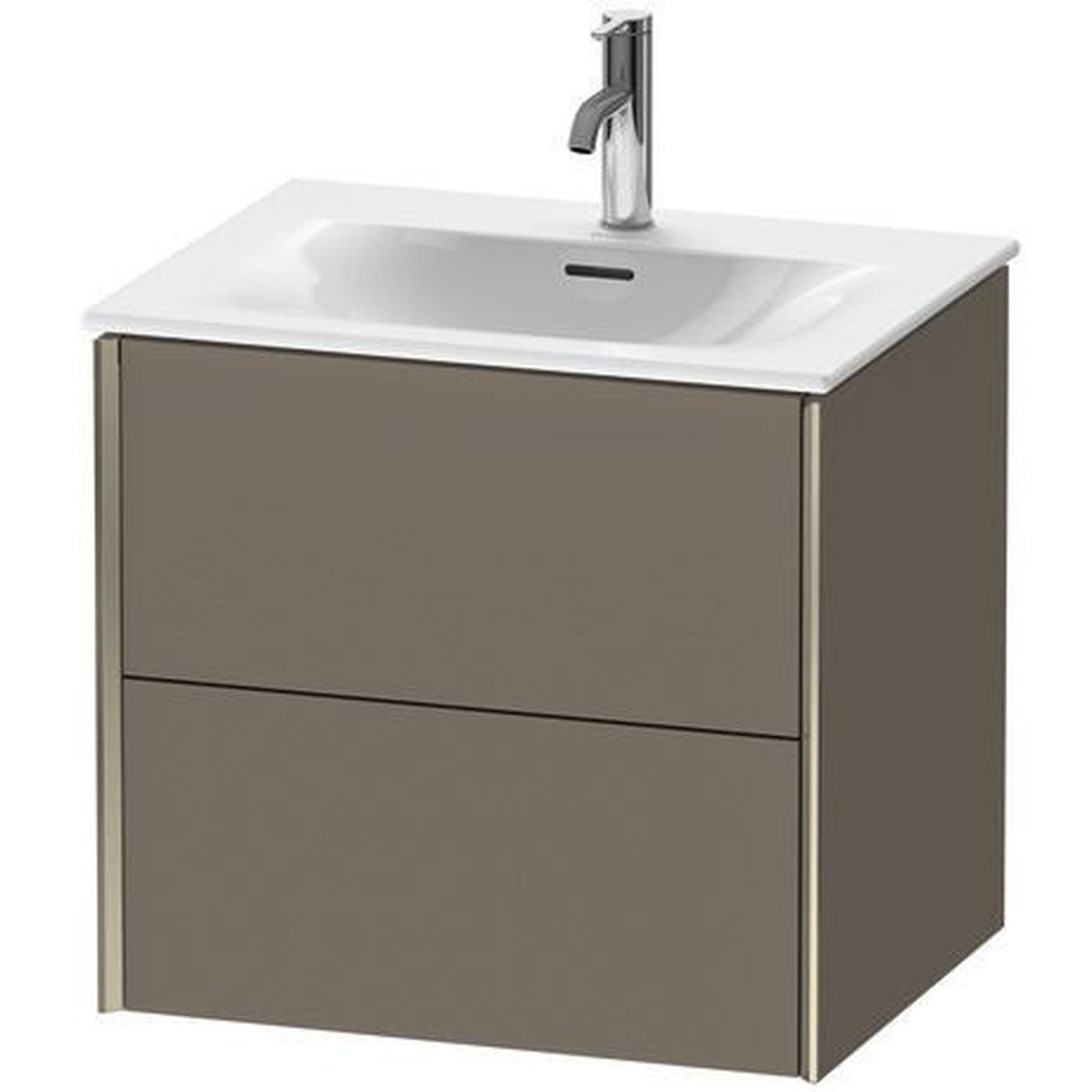 Duravit Xviu 20" x 22" x 19" Two Drawer Wall-Mount Vanity Unit, Flannel Grey Satin Matt Lacquer (XV41320B190)