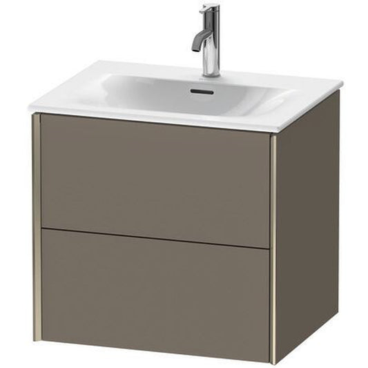 Duravit Xviu 20" x 22" x 19" Two Drawer Wall-Mount Vanity Unit, Flannel Grey Satin Matt Lacquer (XV41320B190)