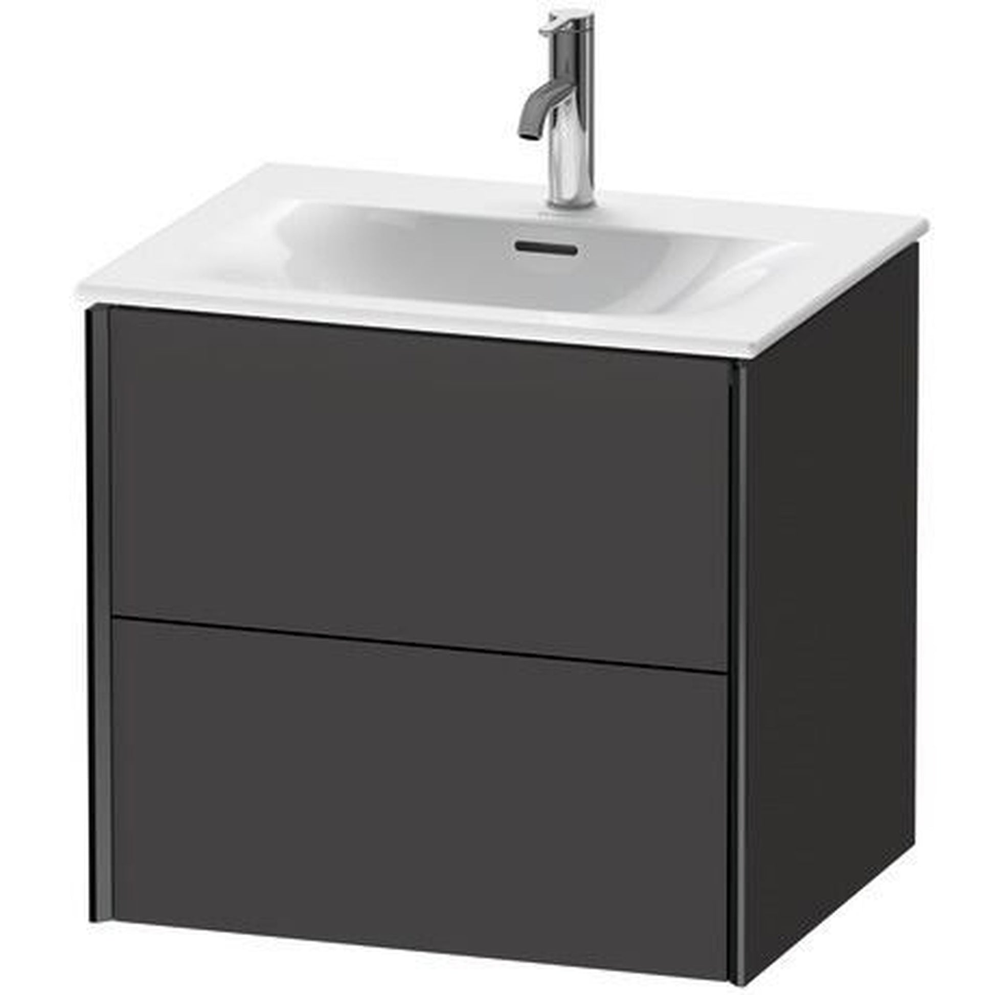 Duravit Xviu 20" x 22" x 19" Two Drawer Wall-Mount Vanity Unit, Graphite Super Matt (XV41320B280)