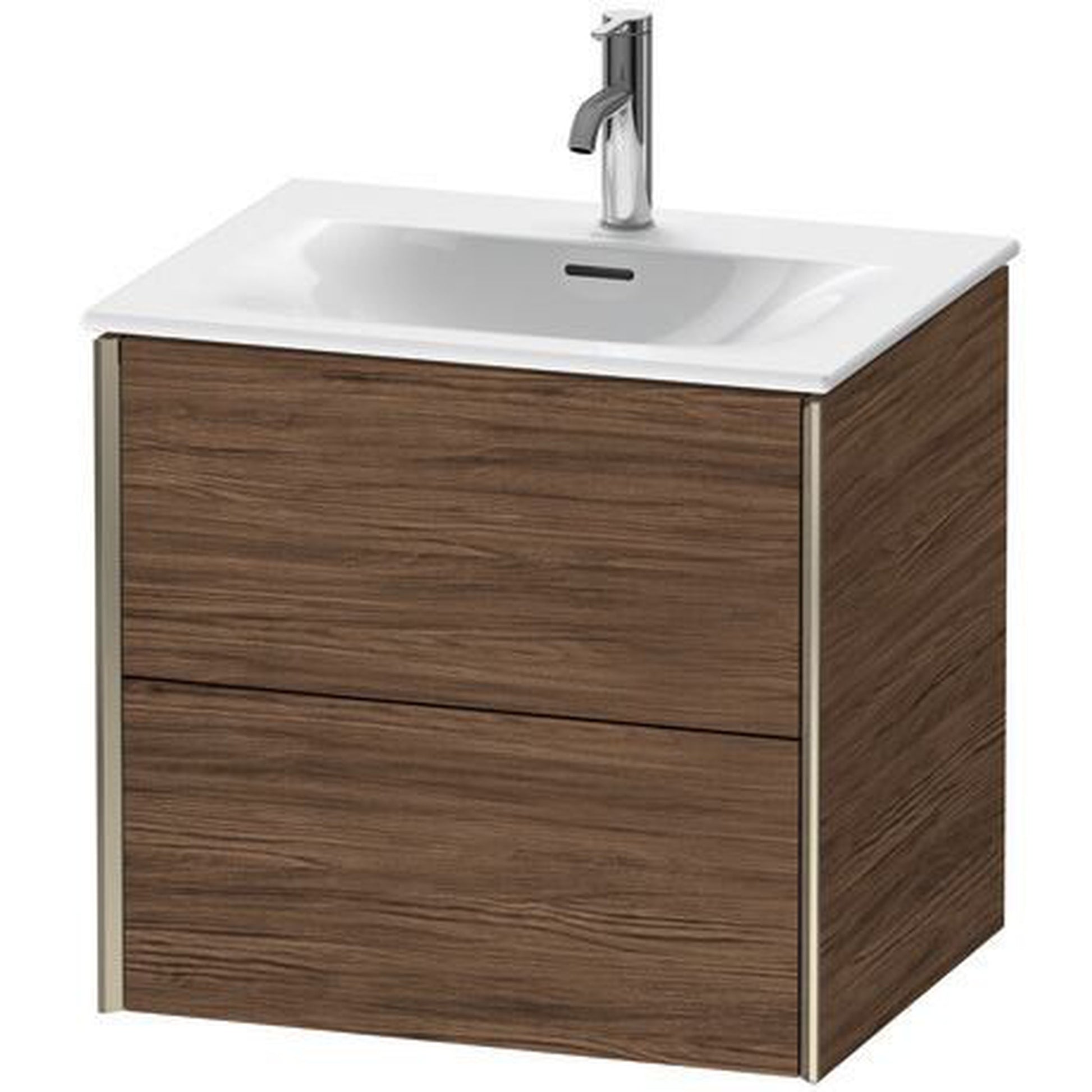 Duravit Xviu 20" x 22" x 19" Two Drawer Wall-Mount Vanity Unit, Walnut Dark (XV41320B121)