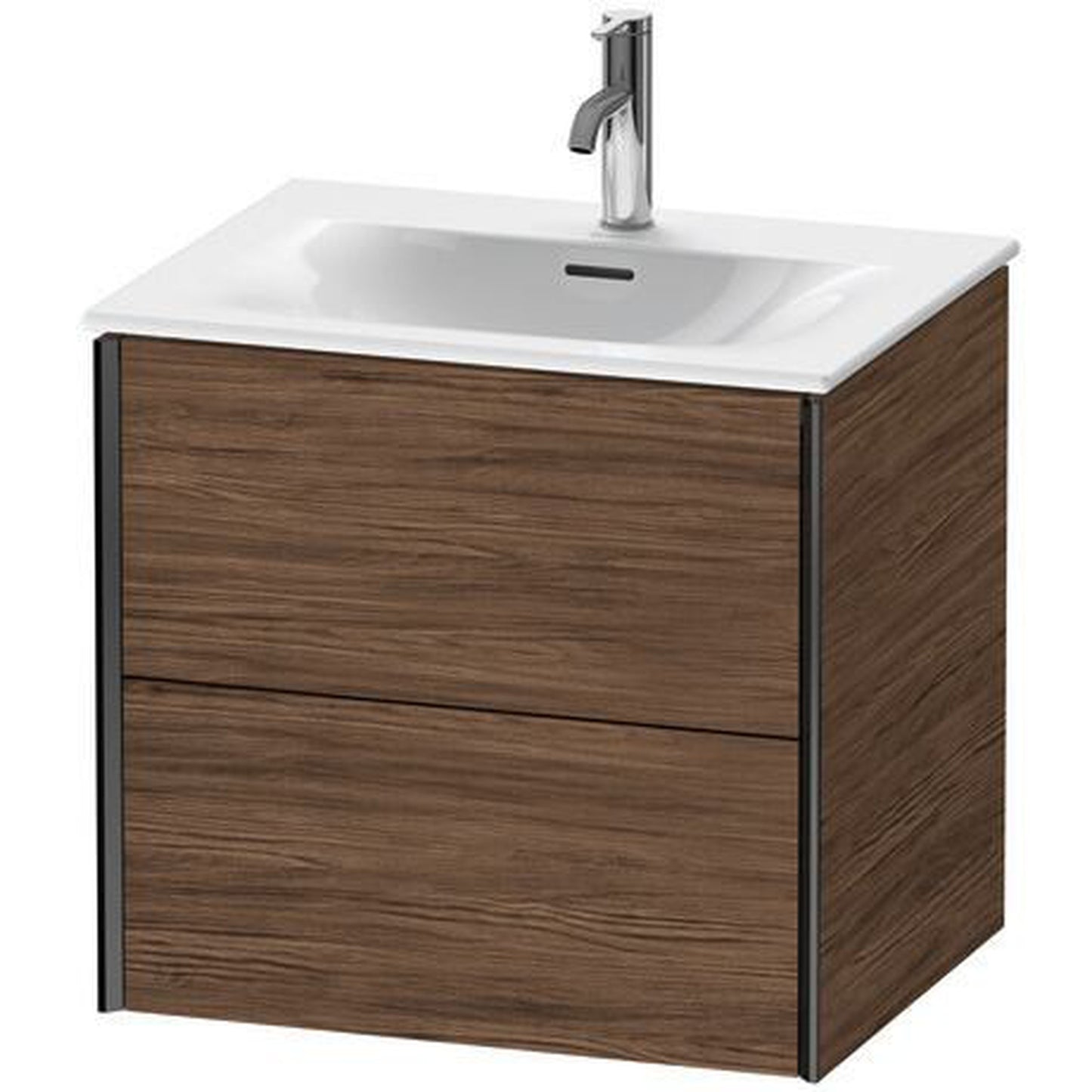 Duravit Xviu 20" x 22" x 19" Two Drawer Wall-Mount Vanity Unit, Walnut Dark (XV41320B221)