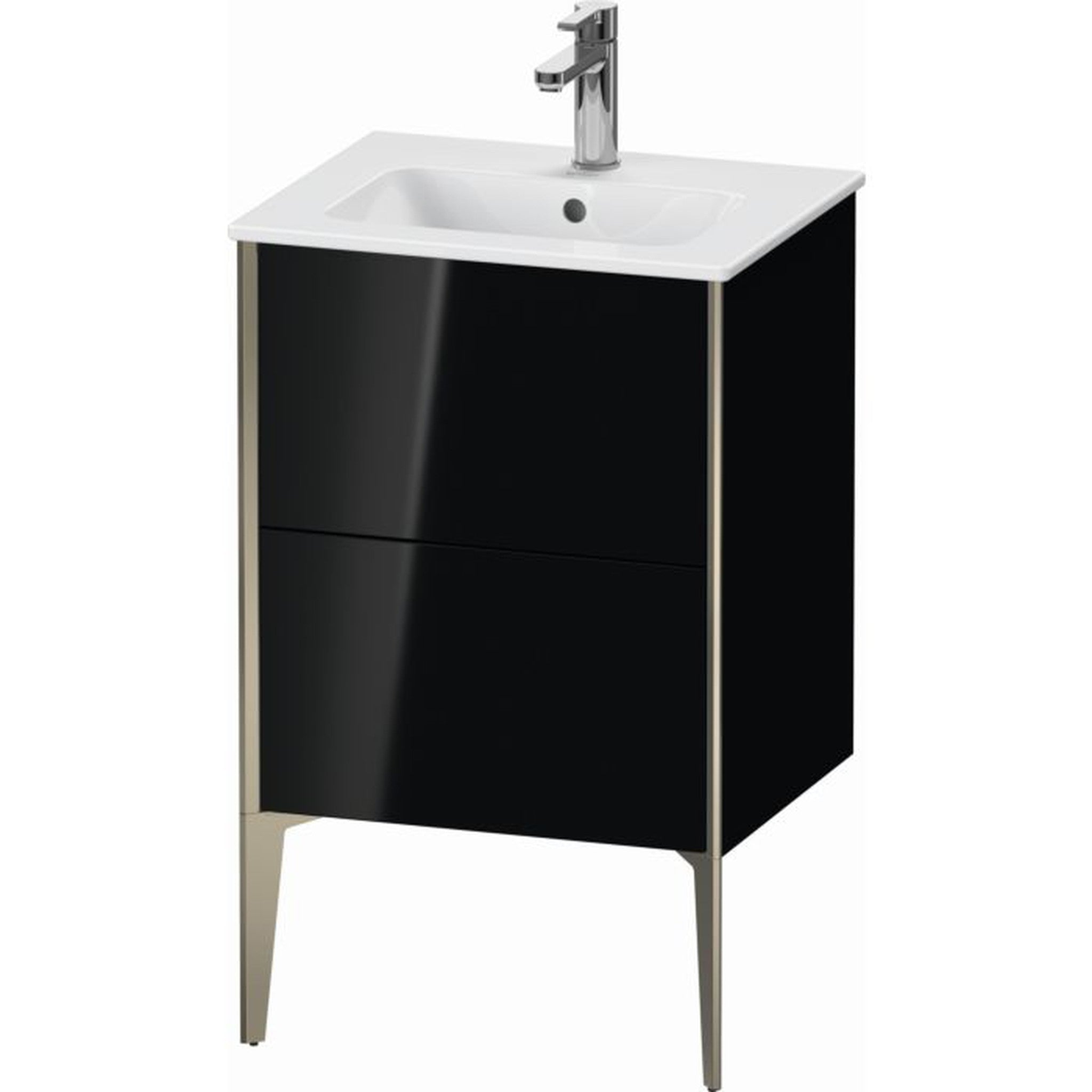Duravit Xviu 20" x 23" x 17" Two Drawer Floorstanding Vanity Unit, Bla