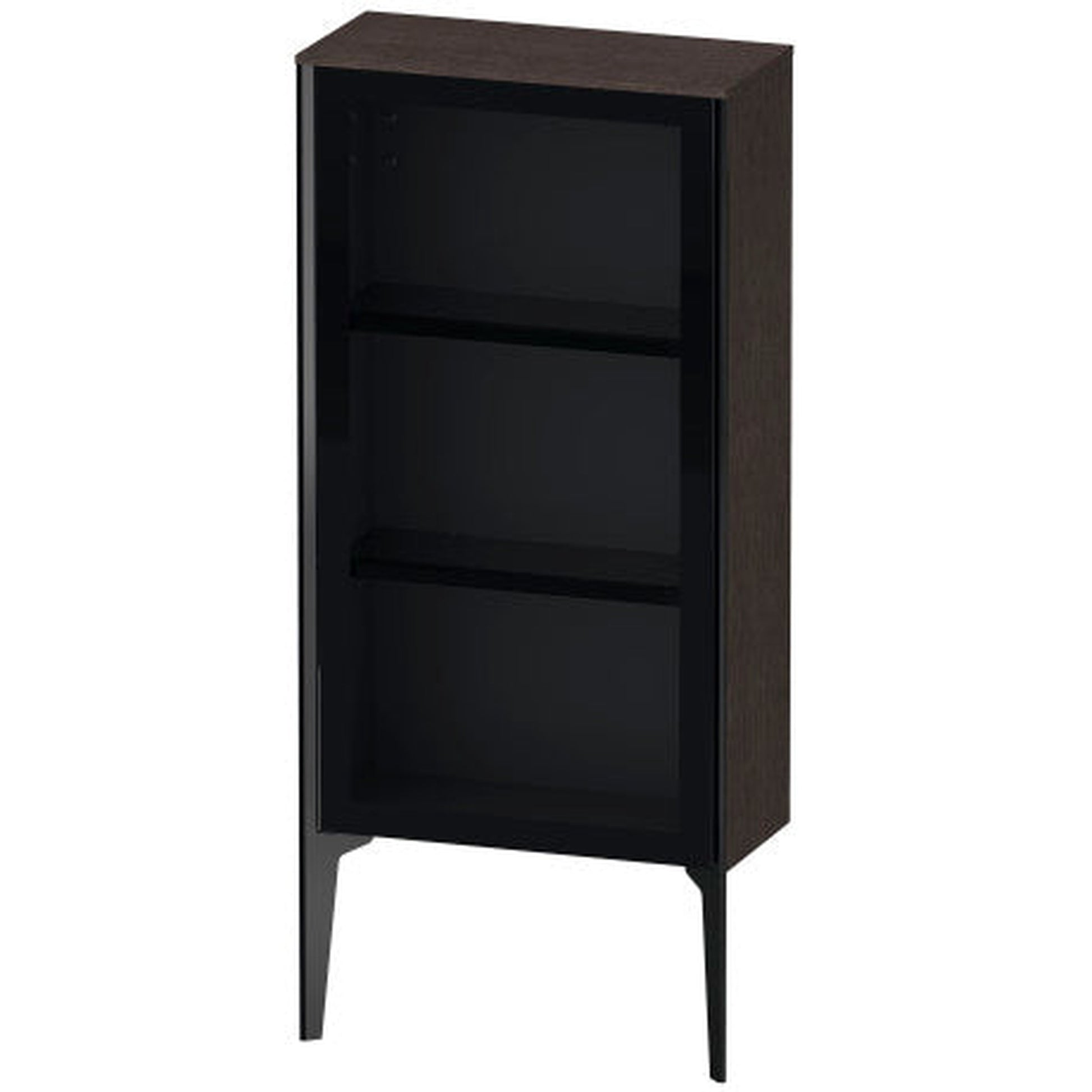 Duravit Xviu 20" x 35" Semi Tall Cabinet With Left Hinge, Black Matt and Brushed Dark Oak Real Wood Veneer Finish (XV1361LB272)